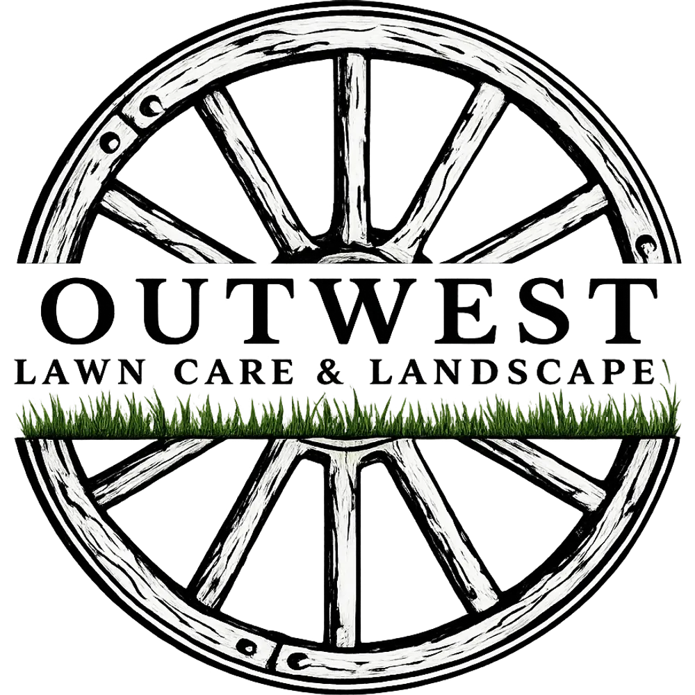 Outwest Lawn & Landscape logo — a wagon wheel with the Outwest wordmark
